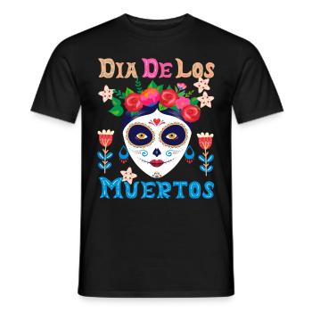 Dia-de-los-Muertos, La-Catrina Mexico, sugar-skull - Men's T-Shirt - black - Front - AI Model Male 178 light (178cm)