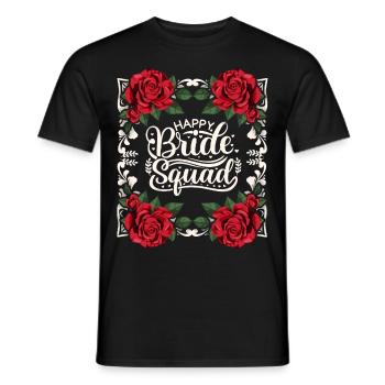 Team Bride, Happy Bride Squad, Dicton, Calligraphie - T-shirt homme - noir - Devant - AI Model Male 178 light (178cm)
