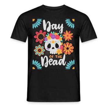 Day-of-the-Dead, Sugar-Skull - Men's T-Shirt - black - Front - AI Model Male 178 light (178cm)