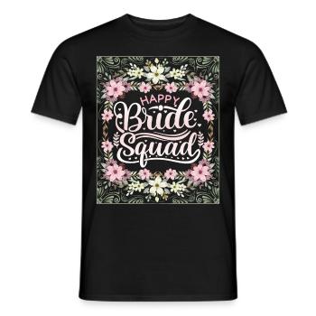 Happy-Bride-Squad, Team Bride, Dicton, Calligraphie - T-shirt homme - noir - Devant - AI Model Male 178 light (178cm)