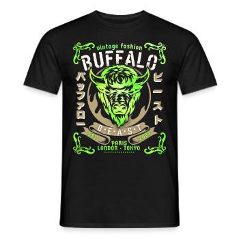 Vintage-Büffel Büffelkopf, Büffel-Design - Männer T-Shirt - Schwarz - Vorne - AI Model Male 178 light (178cm)
