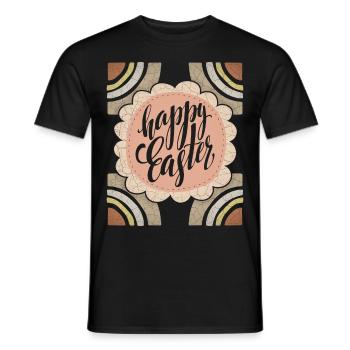 Vintage Pâques Joyeuses Pâques Dicton Calligraphie - T-shirt homme - noir - Devant - AI Model Male 178 light (178cm)