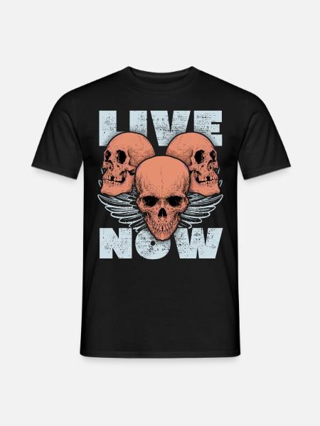 3 Totenschädel, 3 Totenköpfe, Engelflügel Spruch - Männer T-Shirt - Schwarz