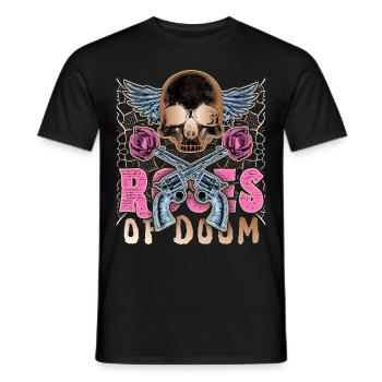 Skull, Colt revolver, rose motif - Men's T-Shirt - black - Front - AI Model Male 178 light (178cm)