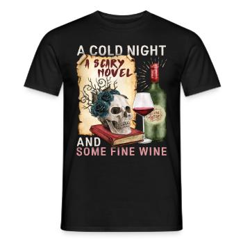 Bookworm Books Book, Red Wine Saying - Men's T-Shirt - black - Front - AI Model Male 178 light (178cm)