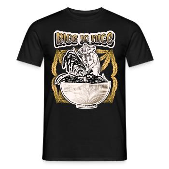 Riziculteur avec bol de riz, disant riz - T-shirt homme - noir - Devant - AI Model Male 178 light (178cm)