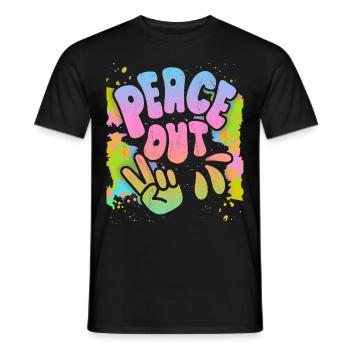 Peace-Out, Frieden-Symbol Friedenszeichen, 70er - Männer T-Shirt - Schwarz - Vorne - AI Model Male 178 light (178cm)