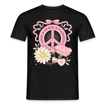 Symbole de paix Signe de paix, Amour-Paix-Fleurs - T-shirt homme - noir - Devant - AI Model Male 178 light (178cm)