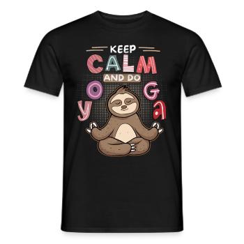 Yoga, Yoga Paresseux, Yoga-Paresseux, Garde-calme, Dire - T-shirt homme - noir - Devant - AI Model Male 178 light (178cm)