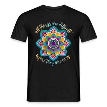 Mandala motivation, motivational saying, saying - Men's T-Shirt - black - Front - AI Model Male 178 light (178cm)