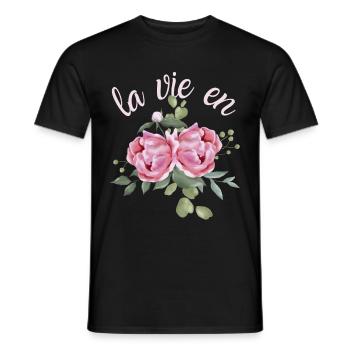 Vintage-Stil Pfingstrosen Aquarell lustiger Spruch - Männer T-Shirt - Schwarz - Vorne - AI Model Male 178 light (178cm)