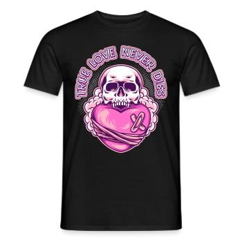 Totenkopf und Herz, Valentinstag lustiger Spruch - Männer T-Shirt - Schwarz - Vorne - AI Model Male 178 light (178cm)