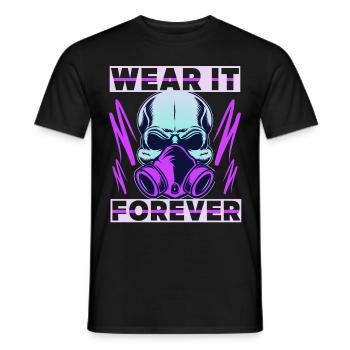 Crâne avec masque à gaz, masque, crâne disant - T-shirt homme - noir - Devant - AI Model Male 178 light (178cm)