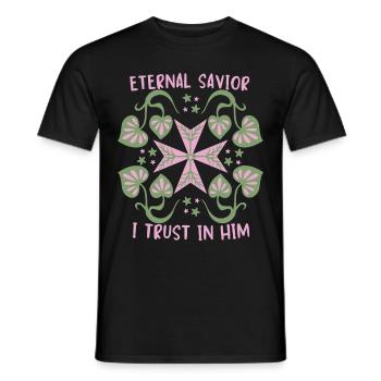 Jésus-Christ, Jésus Croix de Malte Disant - T-shirt homme - noir - Devant - AI Model Male 178 light (178cm)