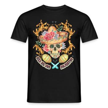 Crâne Totenkopf Sombrero-Crâne Dia-de-Los-Muertos - T-shirt homme - noir - Devant - AI Model Male 178 light (178cm)