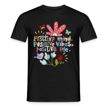 Motivation positive, ondes positives, typographie - T-shirt homme - noir - Devant - AI Model Male 178 light (178cm)