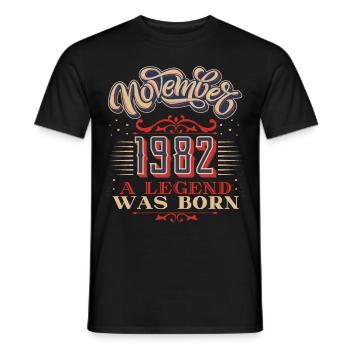 Year of birth-1982, birthday, November-1982, 11-1982 - Men's T-Shirt - black - Front - AI Model Male 178 light (178cm)
