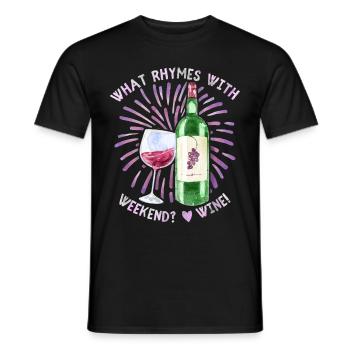 Wine, red wine, funny saying for wine drinkers - Men's T-Shirt - black - Front - AI Model Male 178 light (178cm)