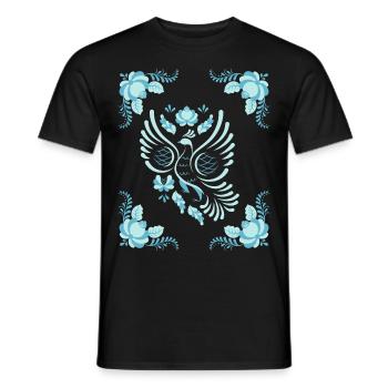 Volkskunst Friedenstaube, Gzhel Art, Gzhel-Kunst - Männer T-Shirt - Schwarz - Vorne - AI Model Male 178 light (178cm)