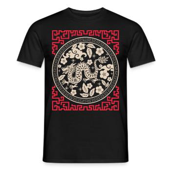 Chinese Horoscope China Year of the Dragon - Men's T-Shirt - black - Front - AI Model Male 178 light (178cm)
