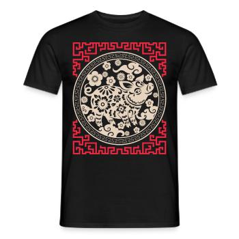 Chinese Horoscope China Year of the Pig - Men's T-Shirt - black - Front - AI Model Male 178 light (178cm)