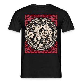 Chinese Horoscope China Year of the Horse - Men's T-Shirt - black - Front - AI Model Male 178 light (178cm)