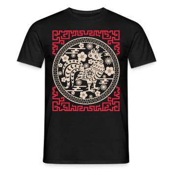 Horoscope chinois Chine Année du Coq - T-shirt homme - noir - Devant - AI Model Male 178 light (178cm)