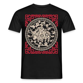 Chinese Horoscope China Year of the Ox - Men's T-Shirt - black - Front - AI Model Male 178 light (178cm)