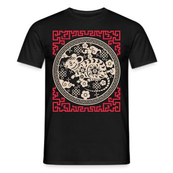 Horoscope chinois Chine Année du Rat - T-shirt homme - noir - Devant - AI Model Male 178 light (178cm)