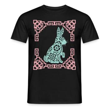 Year of the Hare, Chinese Horoscope China - Men's T-Shirt - black - Front - AI Model Male 178 light (178cm)