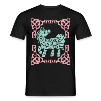 Year of the Horse, Chinese Horoscope China - Men's T-Shirt - black - Front - AI Model Male 178 light (178cm)