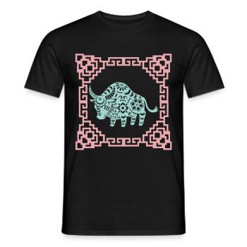 Year of the Ox, Chinese Horoscope China - Men's T-Shirt - black - Front - AI Model Male 178 light (178cm)