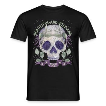 Crâne Couronne de laurier romantique - T-shirt homme - noir - Devant - AI Model Male 178 light (178cm)