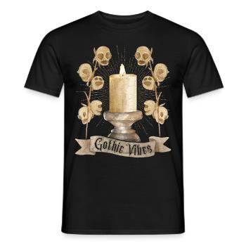 Goth, Gothic-Vibes Totenkopf und Kerze - Männer T-Shirt - Schwarz - Vorne - AI Model Male 178 light (178cm)