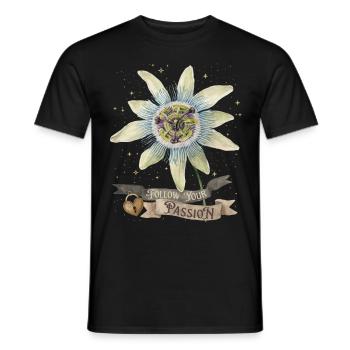 Passionsblume, Vintage-Botanische Illustration - Männer T-Shirt - Schwarz - Vorne - AI Model Male 178 light (178cm)
