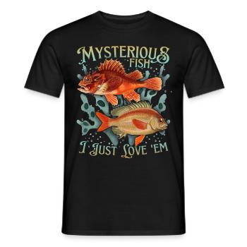 Pisces Vintage Illustration Love-Fish Saying - Men's T-Shirt - black - Front - AI Model Male 178 light (178cm)