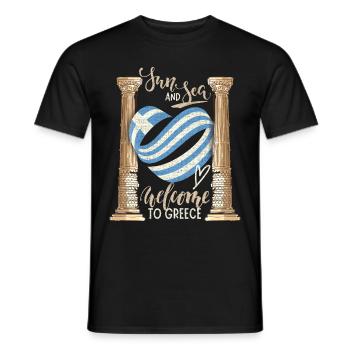Greece, Sun and Sea Ancient Ruins - Men's T-Shirt - black - Front - AI Model Male 178 light (178cm)