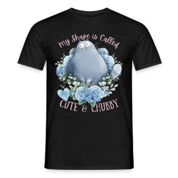 Dicke Katze lustiger Spruch, Cute-Chubby-Cat - Männer T-Shirt - Schwarz - Vorne - AI Model Male 178 light (178cm)