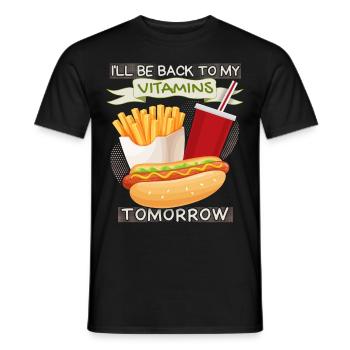 Malbouffe, restauration rapide, hot-dog drôle de dicton - T-shirt homme - noir - Devant - AI Model Male 178 light (178cm)