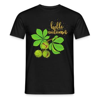 Hello-Autumn Herbst-Saison Rosskastanie Kastanie - Männer T-Shirt - Schwarz - Vorne - AI Model Male 178 light (178cm)