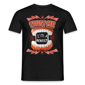 Dentist, funny saying with teeth - Men's T-Shirt - black - Front - AI Model Male 178 light (178cm)