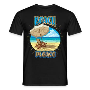 Holiday by the sea, holidays, saying Beach-Please - Men's T-Shirt - black - Front - AI Model Male 178 light (178cm)
