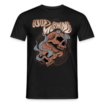 Vintage Skull Totenkopf Spruch Good-Morning - Männer T-Shirt - Schwarz - Vorne - AI Model Male 178 light (178cm)