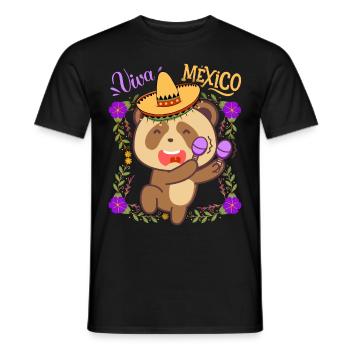 Funny Panda Bear Panda Saying, Mexico Viva-Mexico - Men's T-Shirt - black - Front - AI Model Male 178 light (178cm)