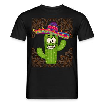 Mexiko, lustiger Mexikanischer-Kaktus Kaktus-Motiv - Männer T-Shirt - Schwarz - Vorne - AI Model Male 178 light (178cm)