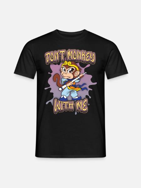 Affe, Cartoon-Affe, Ninja-Affe, lustiger Spruch - Männer T-Shirt - Schwarz