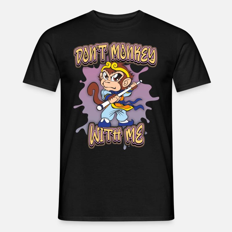 Affe, Cartoon-Affe, Ninja-Affe, lustiger Spruch - Männer T-Shirt - Schwarz