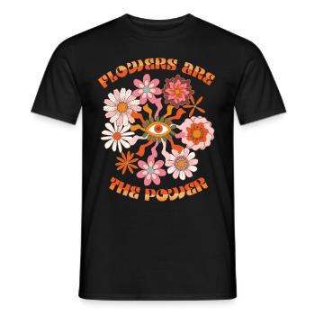 Vintage-1970 Retro-70er Jahre Groovy Blumen Spruch - Männer T-Shirt - Schwarz - Vorne - AI Model Male 178 light (178cm)