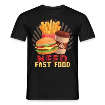 Restauration rapide, Burgers, Hamburgers, Frites - T-shirt homme - noir - Devant - AI Model Male 178 light (178cm)