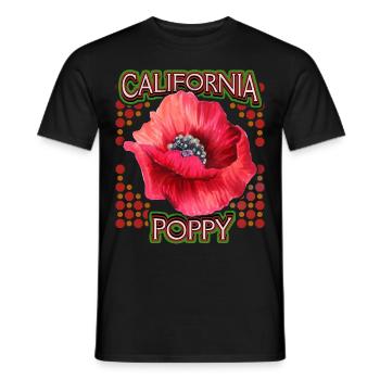 Mohn, Kalifornische Mohnblume, California-Poppy - Männer T-Shirt - Schwarz - Vorne - AI Model Male 178 light (178cm)